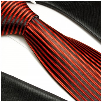 Red tie 100% silk mens tie black striped necktie 632