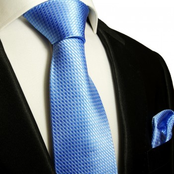 Blue silk necktie set 2pcs. mens tie and pocket square 502