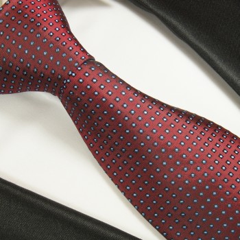 Red mens tie 100% silk necktie dotted 2040