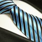 Preview: blue mens tie striped necktie - silk tie and pocket square and cufflinks