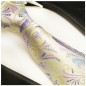 Preview: Krawatte gelb pink floral Seidenkrawatte - Seide - Krawatte mit Einstecktuch und Manschettenknöpfe