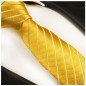 Preview: Krawatte gold gestreift Seidenkrawatte - Seide - Krawatte mit Einstecktuch und Manschettenknöpfe