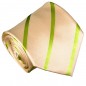 Preview: Krawatte lachs grün gestreift Seidenkrawatte - Seide - Krawatte mit Einstecktuch und Manschettenknöpfe