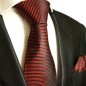 Preview: red mens tie striped necktie - silk tie and pocket square and cufflinks