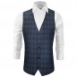 Preview: Herren Weste blau grau kariert - Anzug Weste für Männer