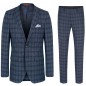Preview: Mens suit blue checkered slim fit | plaid dress suit