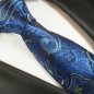Preview: Blue mens tie paisley necktie - silk tie and pocket square and cufflinks