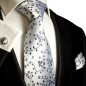 Preview: blue tie floral necktie - silk mens tie and pocket square and cufflinks