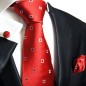 Preview: Red mens tie polka dots necktie - silk tie and pocket square and cufflinks