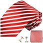 Preview: Krawatte rot gestreift Seidenkrawatte - Seide - Krawatte mit Einstecktuch und Manschettenknöpfe