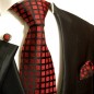 Preview: red tie checkered necktie - silk mens tie and pocket square and cufflinks