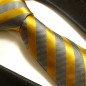 Preview: gold gray mens tie striped necktie - silk tie and pocket square and cufflinks