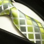 Preview: green tie checkered necktie - silk mens tie and pocket square and cufflinks
