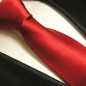 Preview: Krawatte rot uni Seidenkrawatte - Seide - Krawatte mit Einstecktuch und Manschettenknöpfe