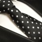 Preview: Krawatte schwarz silber gepunktet Seidenkrawatte - Seide - Krawatte mit Einstecktuch und Manschettenknöpfe