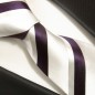Preview: purple silver white mens tie striped necktie - silk tie and pocket square and cufflinks