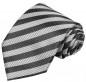 Preview: Necktie silver gray black striped mens tie