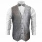 Preview: tuxedo vest gray silver paisley wedding waistcoat and bow tie