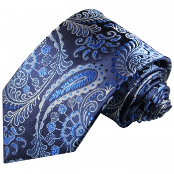 Blue black necktie silk paisley 551