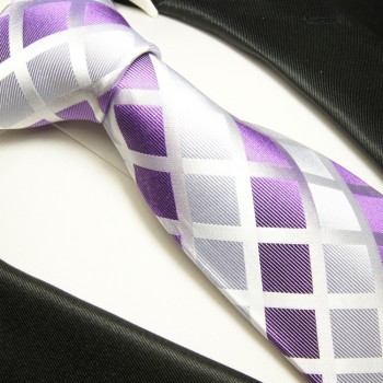 purple tie checkered necktie - silk mens tie and pocket square and cufflinks