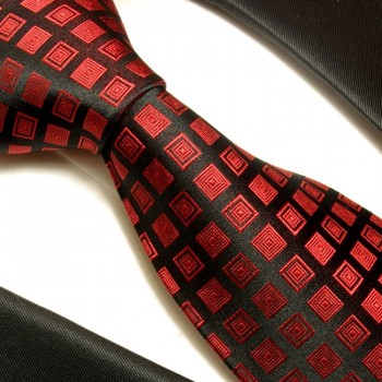 red tie checkered necktie - silk mens tie and pocket square and cufflinks