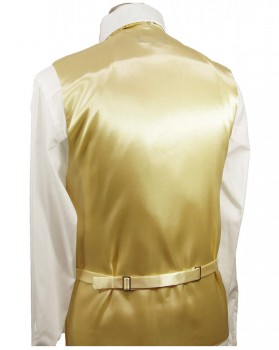 Wedding vest with bow tie uni gold creme paisley