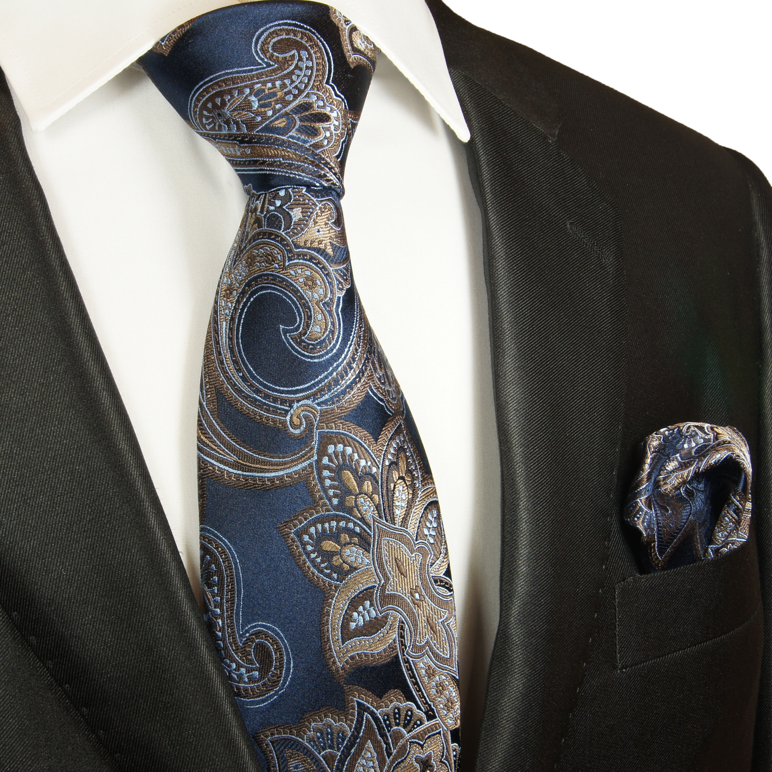 XL Krawatte blau paisley | Jetzt bestellen | -45% - Paul Malone Shop