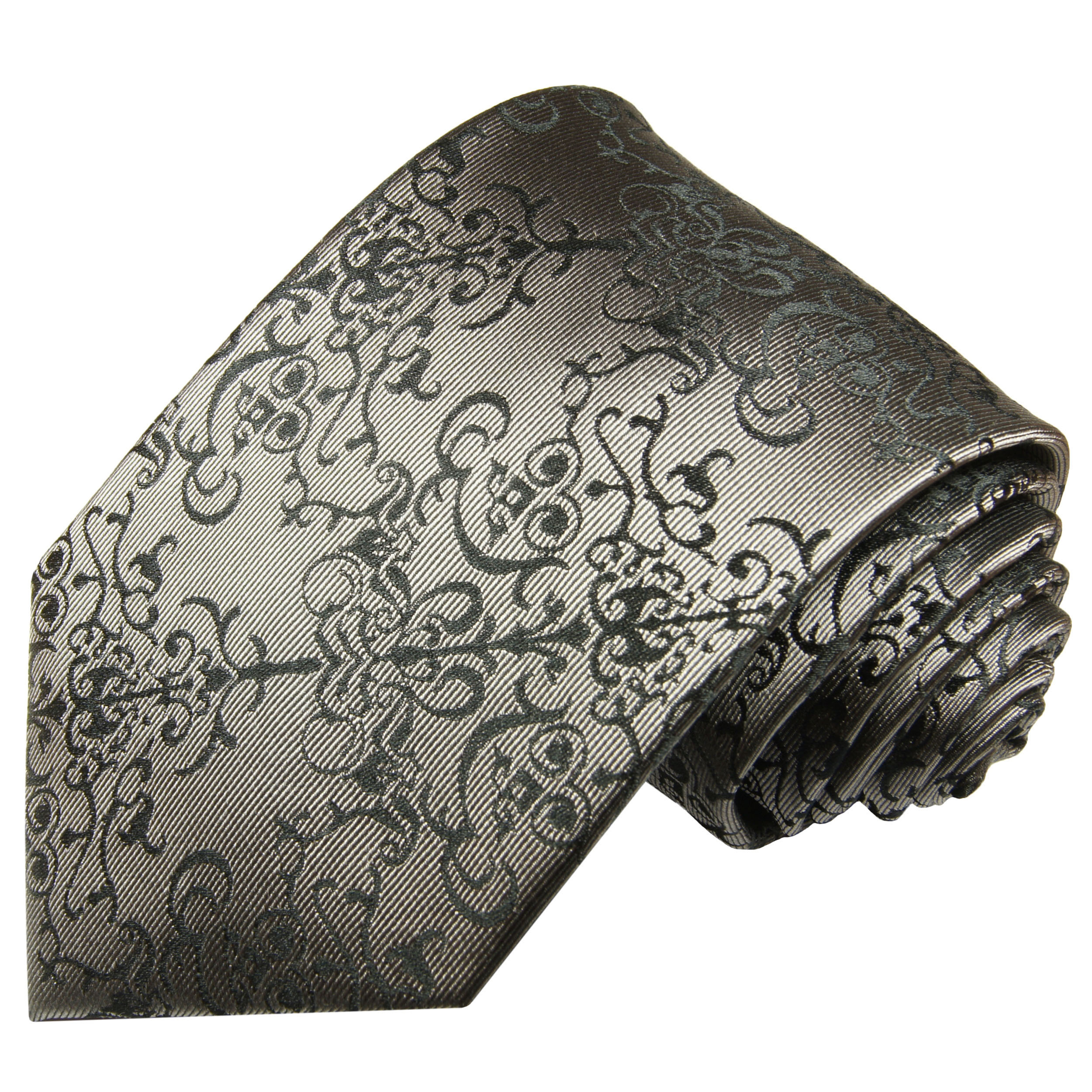 Silber schwarz Krawatte - Paul ) 2051 100% Shop XL ( Seidenkrawatte 165cm Malone