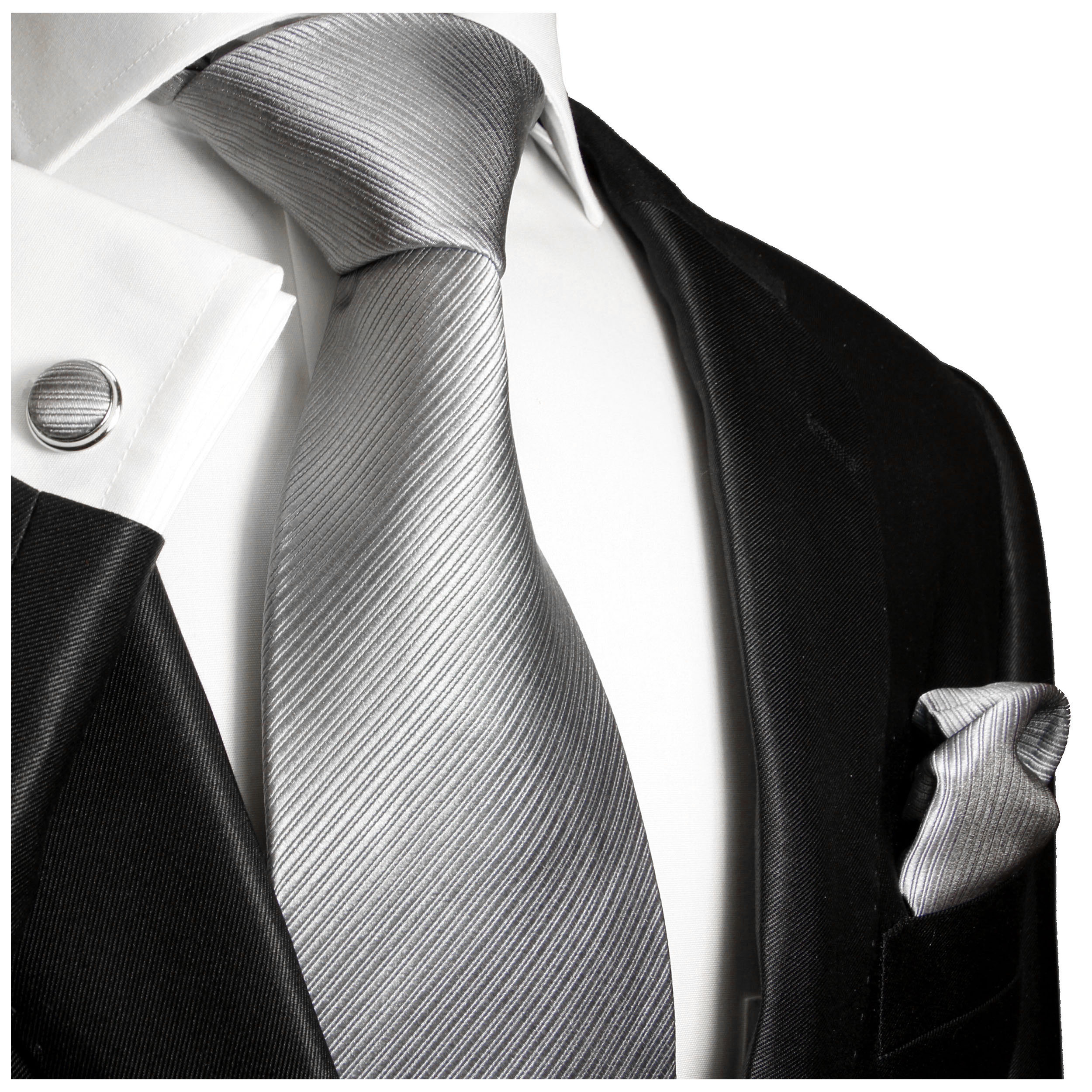 Shop 977 - BESTELLEN silber uni Krawatte grau JETZT Malone | Paul