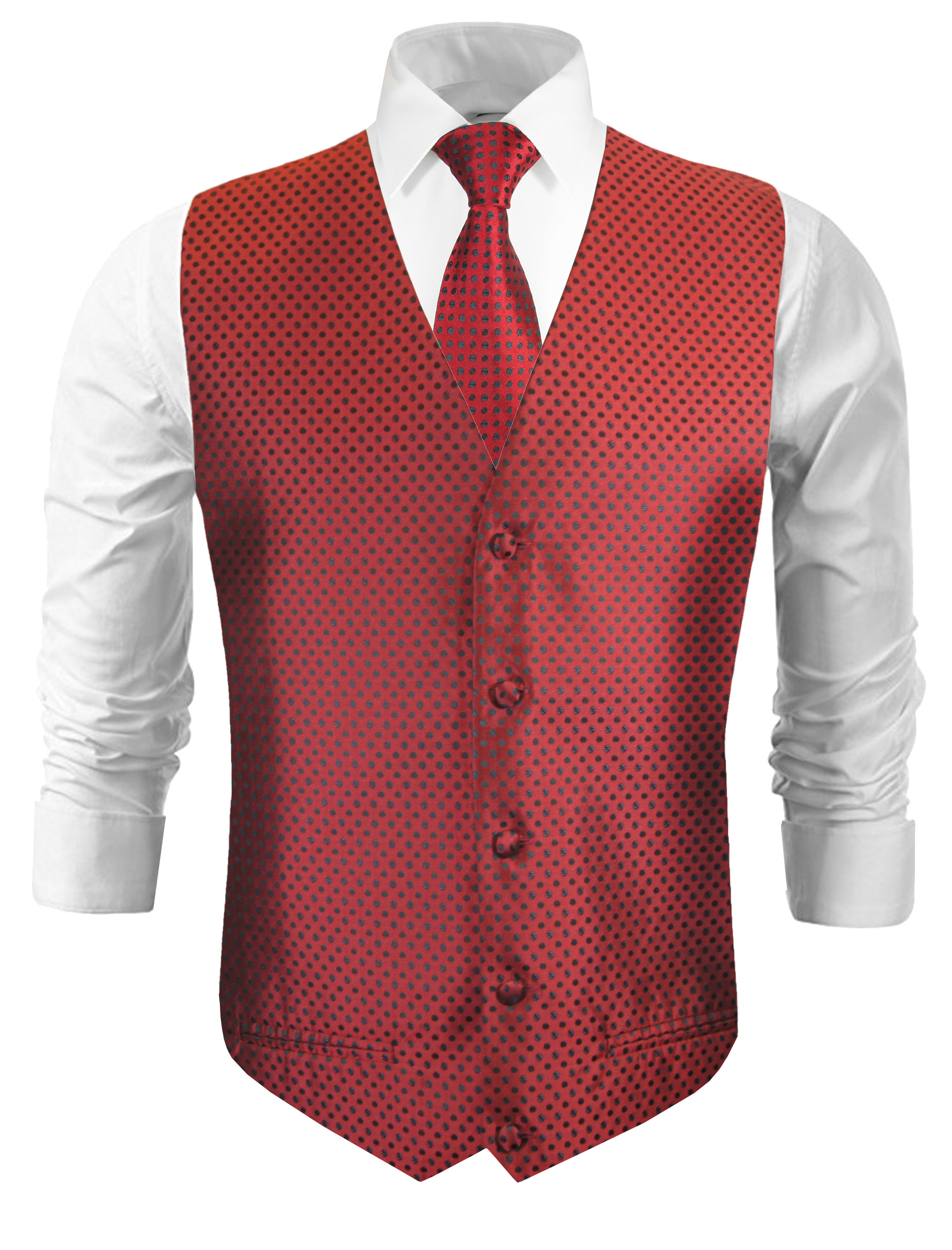 Festliche Weste mit Krawatte rot schwarz gepunktet v22 - Paul Malone Shop