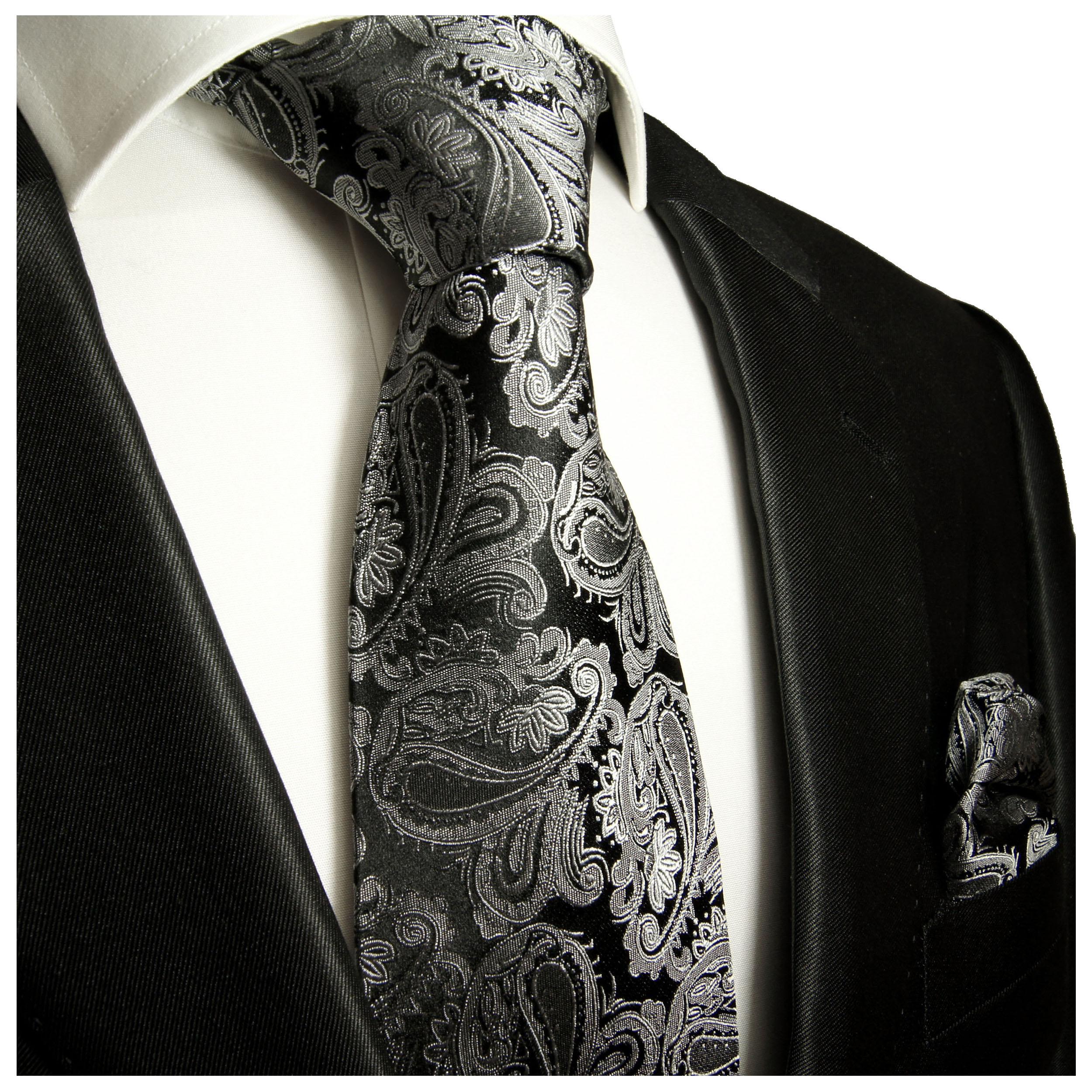 Krawatte grau schwarz paisley | Shop Paul - JETZT Malone BESTELLEN