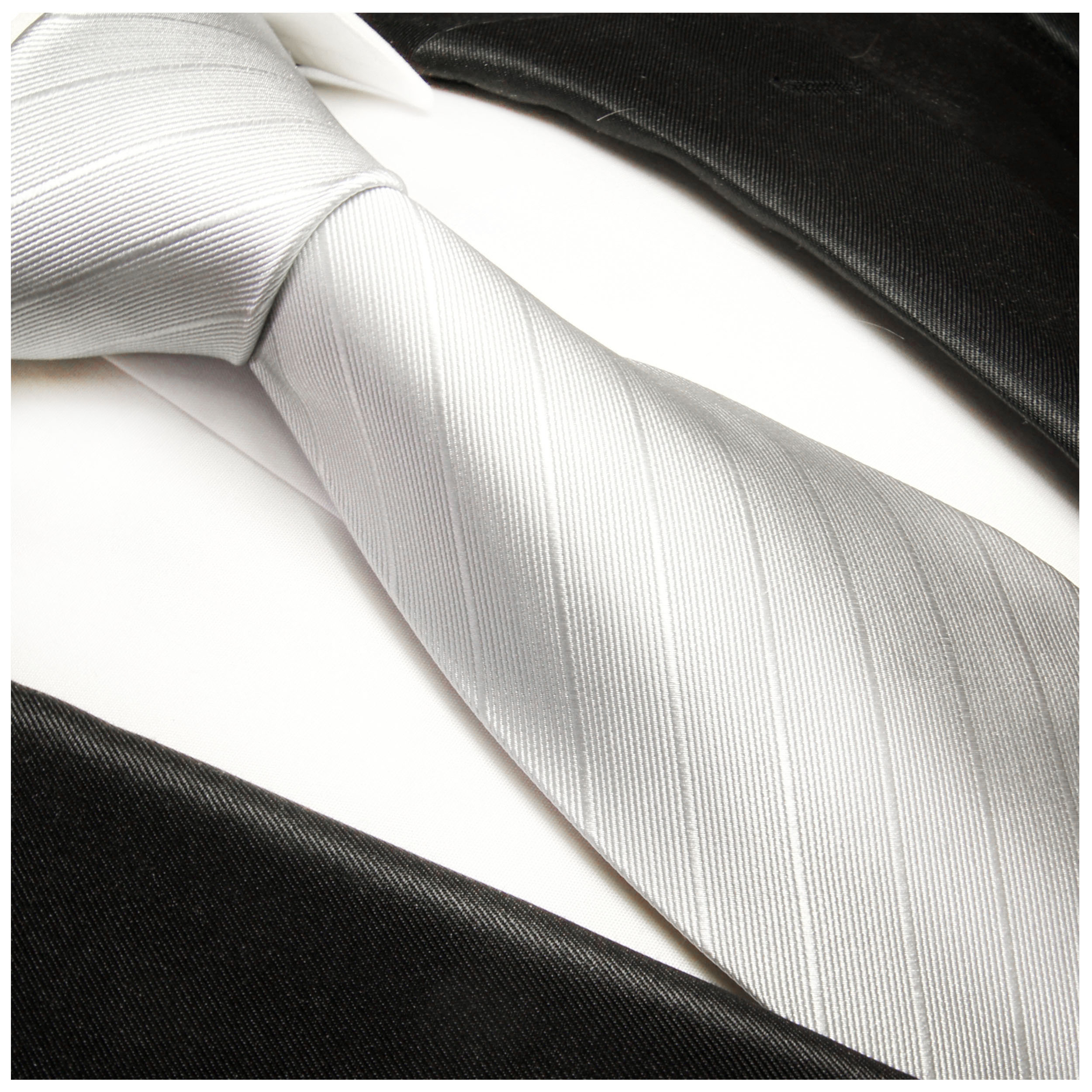 Krawatte silber uni Paul | gestreift | Shop - -50% KLICKEN Malone HIER
