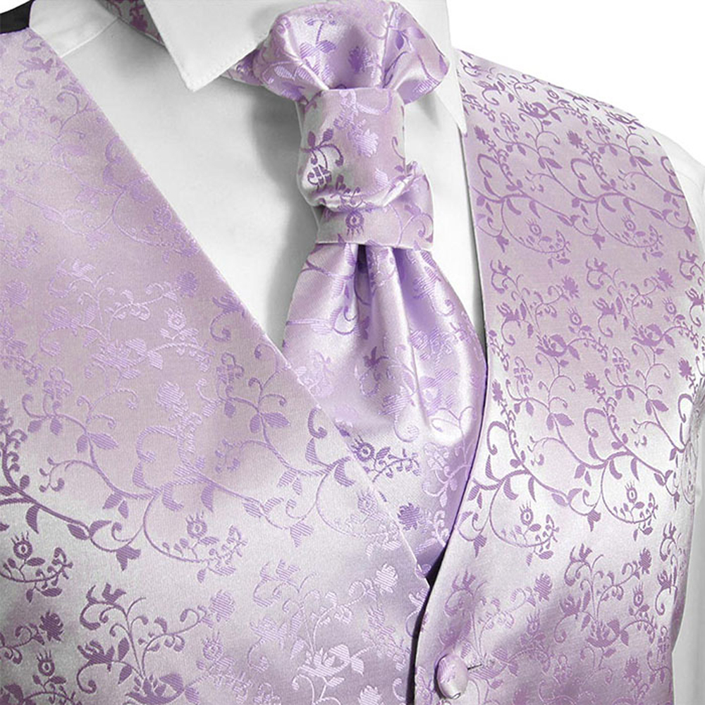 Shop - Malone purple Wedding waistcoat ascot floral lilac tie with Paul