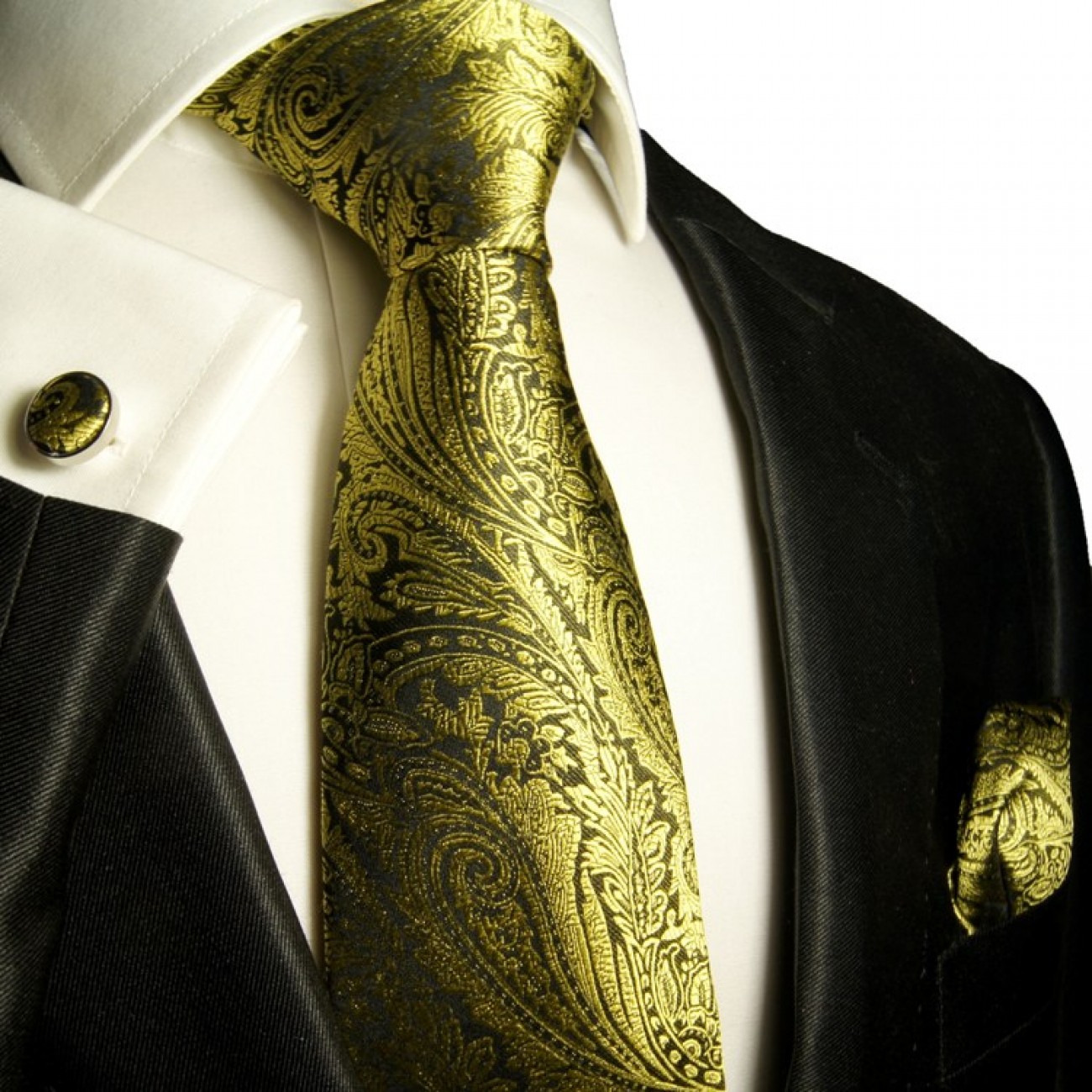 gold necktie set 3pcs