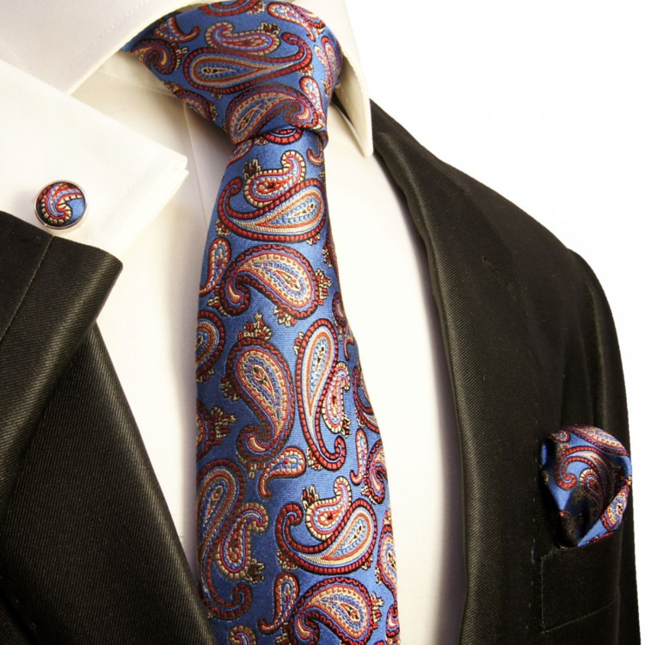 blue paisley necktie set 3pcs