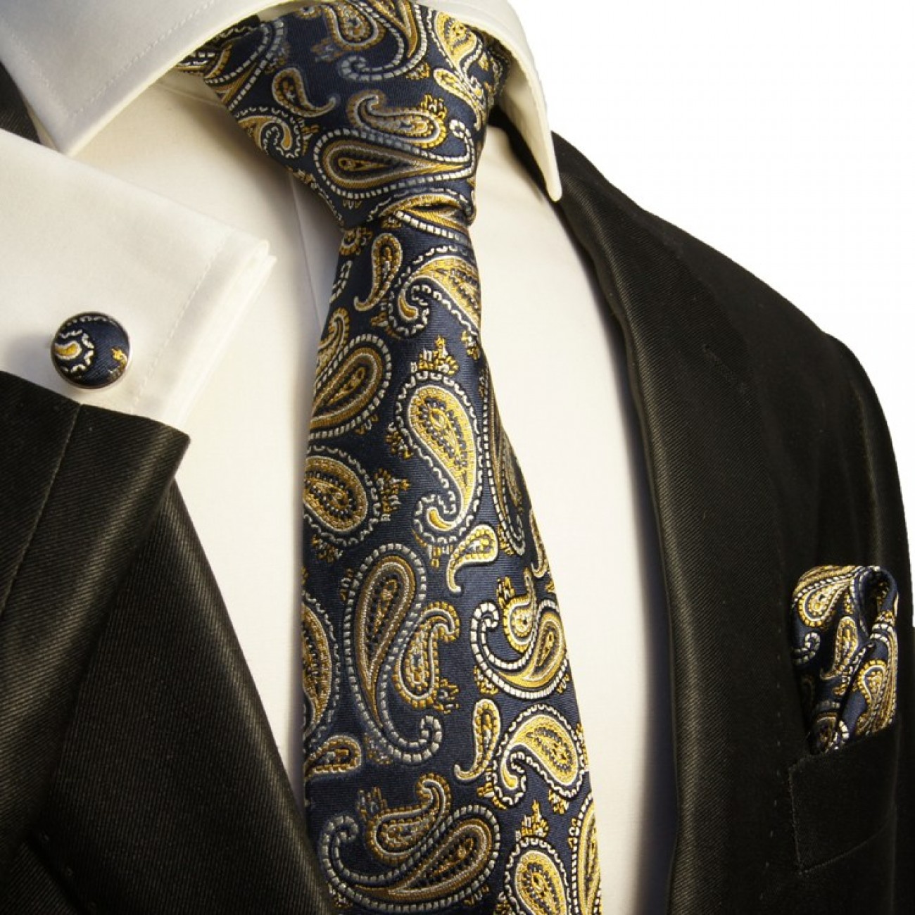 blue paisley necktie set 3pcs