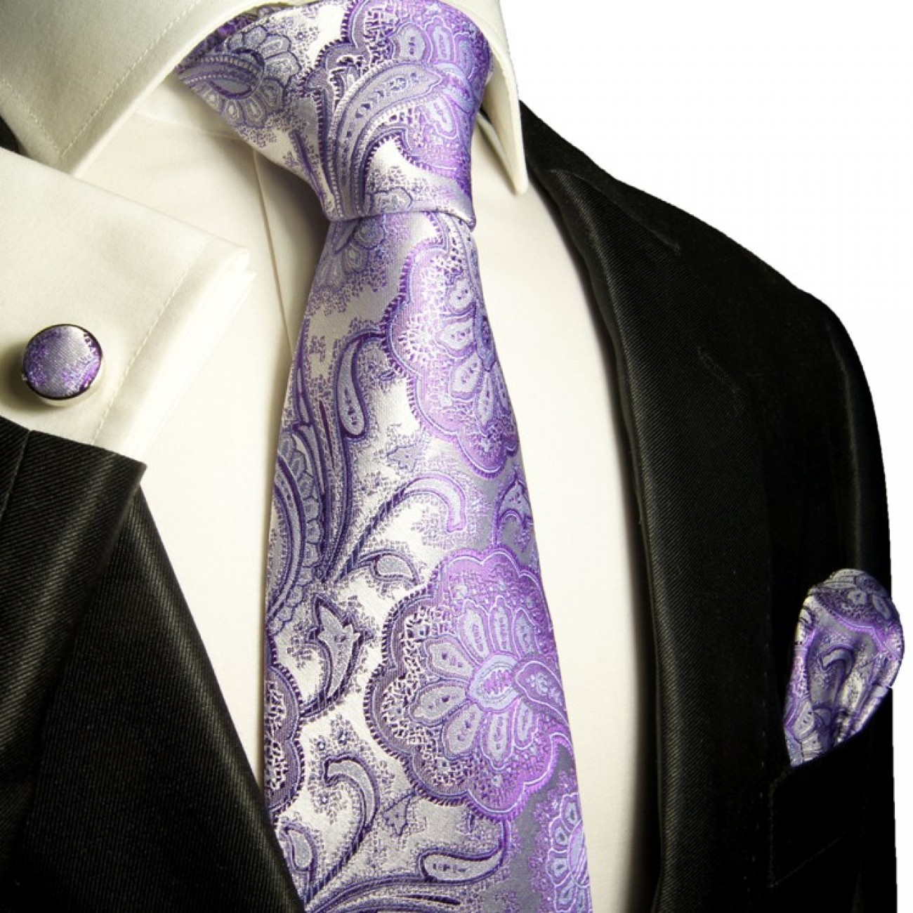 purple paisley necktie set 3pcs