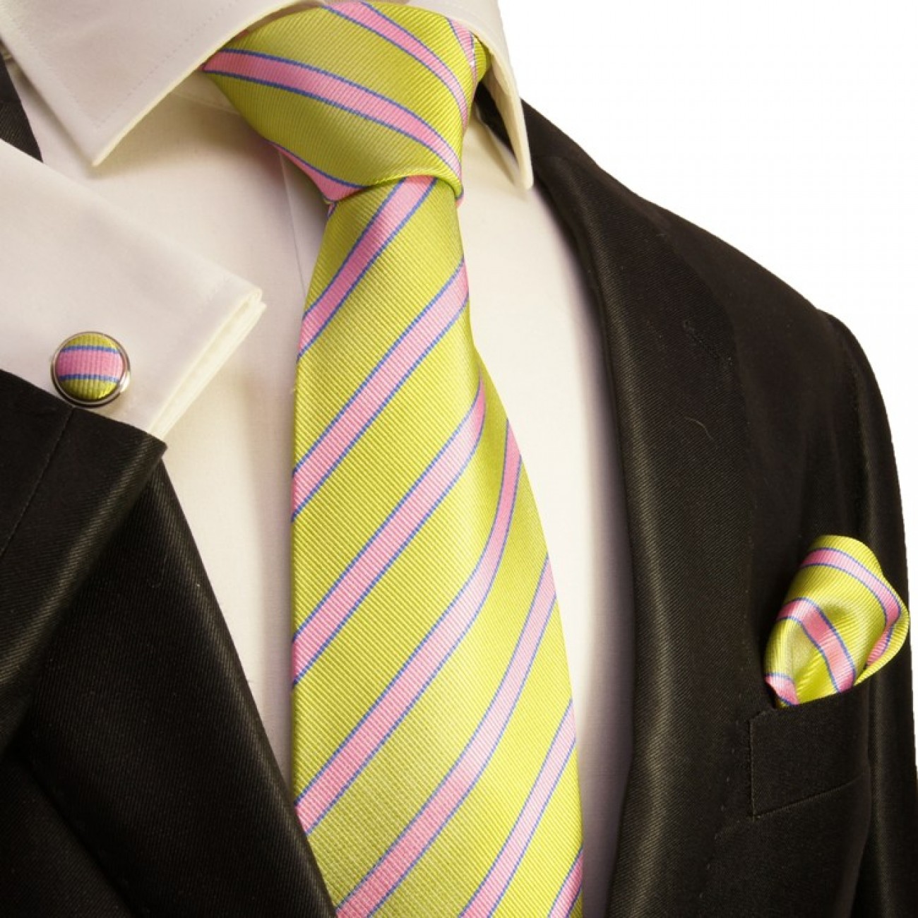 green pink necktie set 3pcs