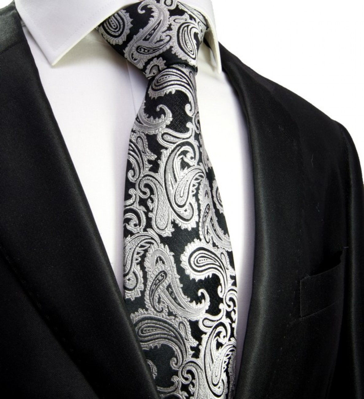 schwarz Paul Malone Shop Krawatte JETZT | BESTELLEN silber - paisley