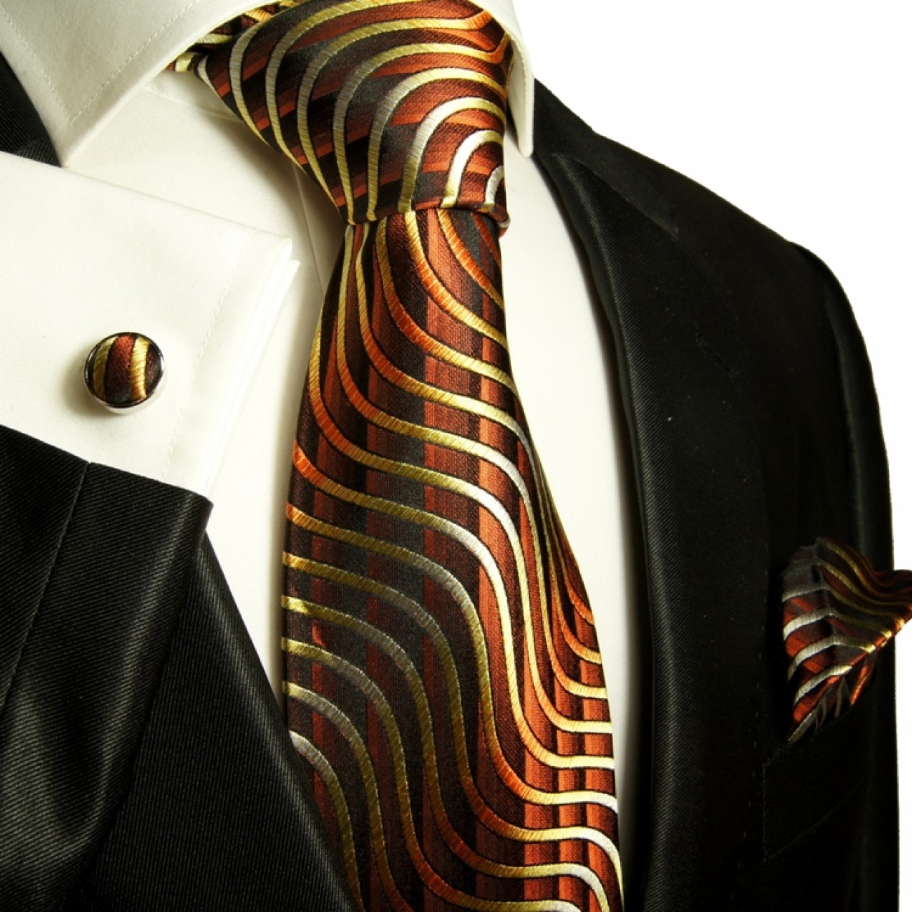brown necktie set 3pcs