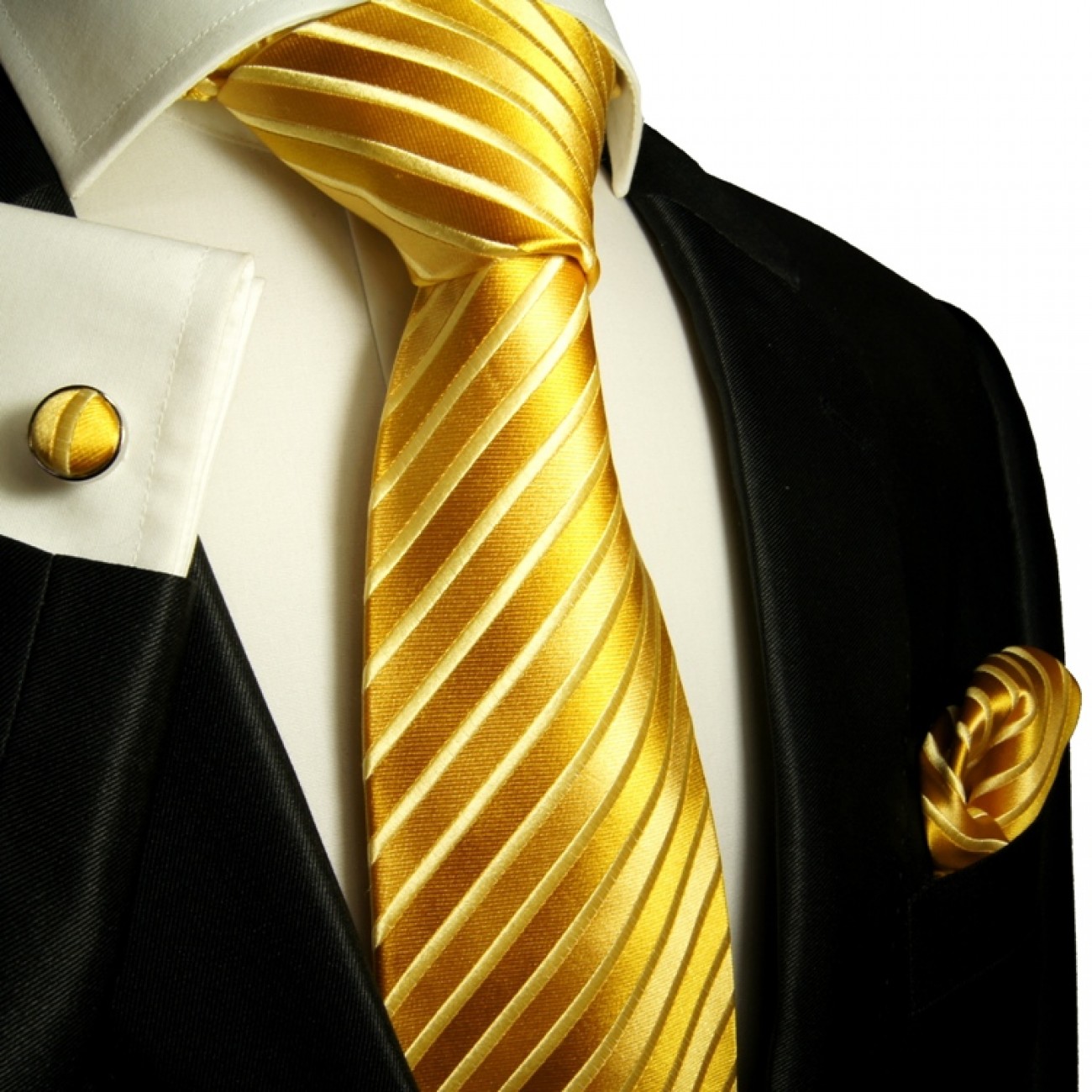 Gold necktie set 3pcs