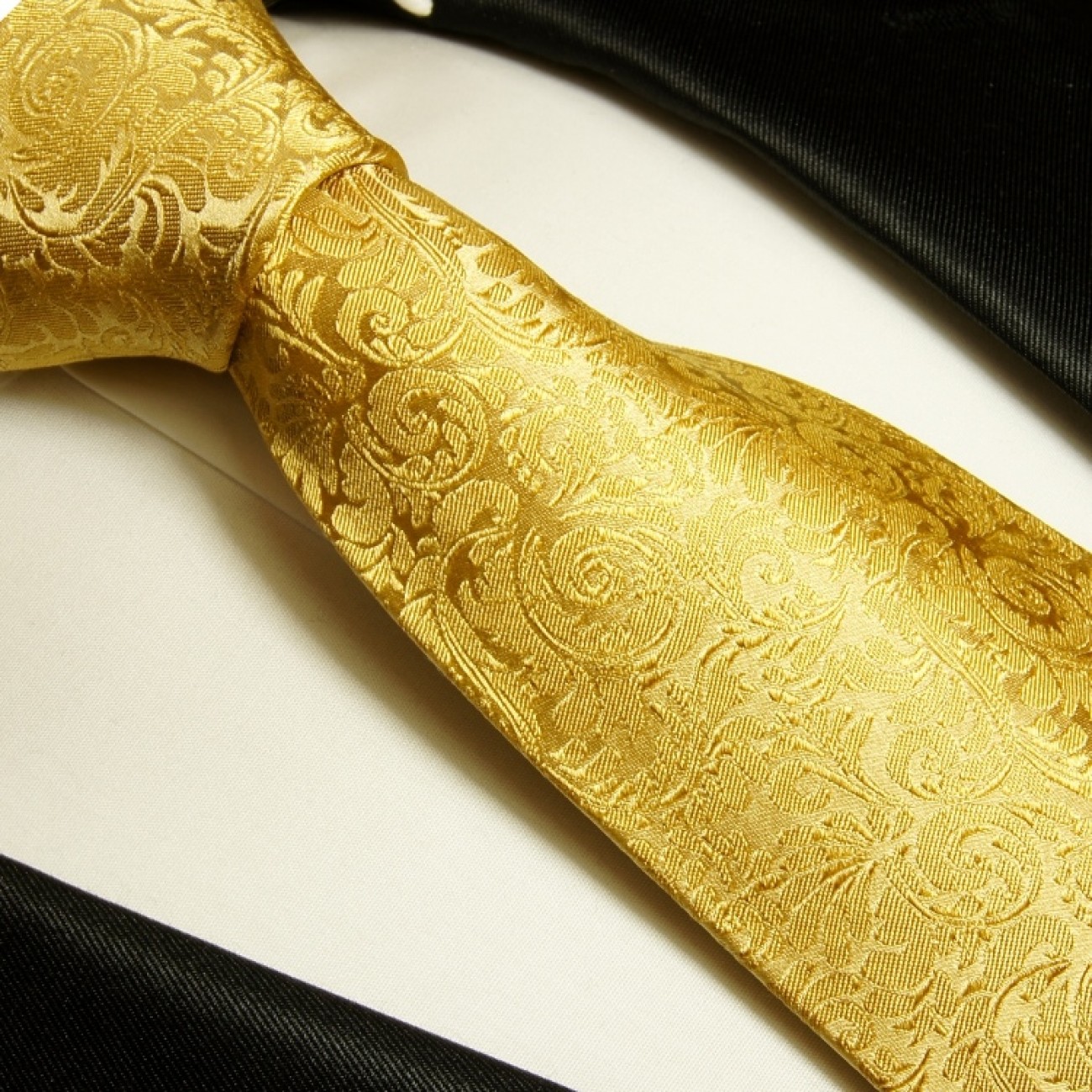 Goldene (extra Seide - 165cm) Malone lang Paul Shop barock Krawatte