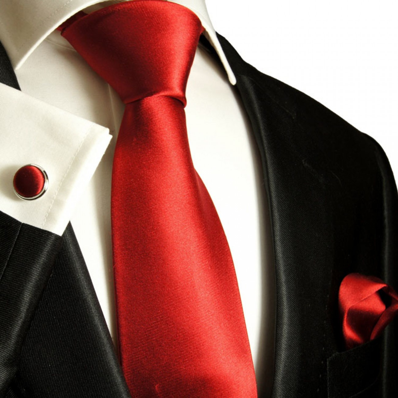red mens tie solid necktie - silk tie and pocket square and cufflinks