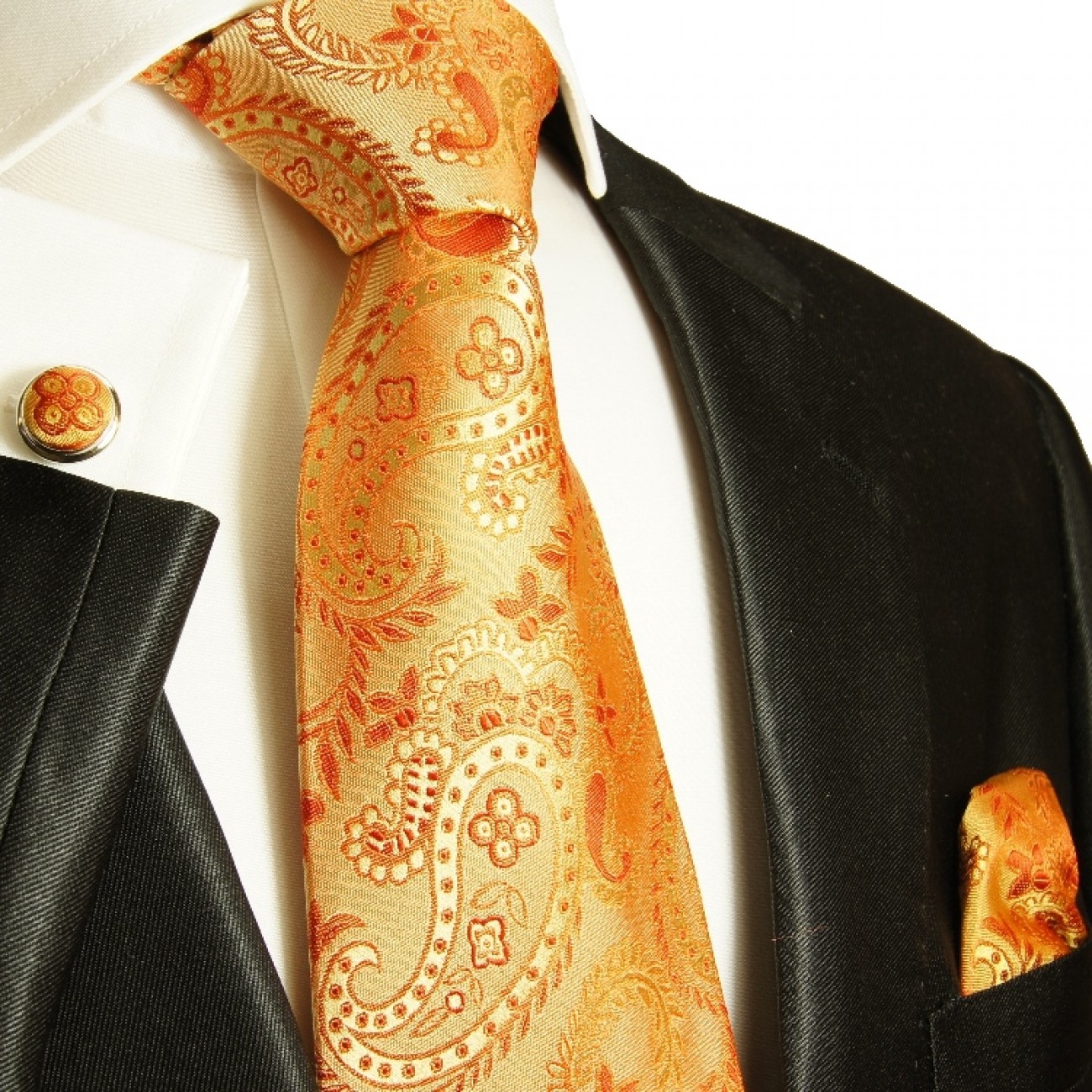 orange necktie set 3pcs
