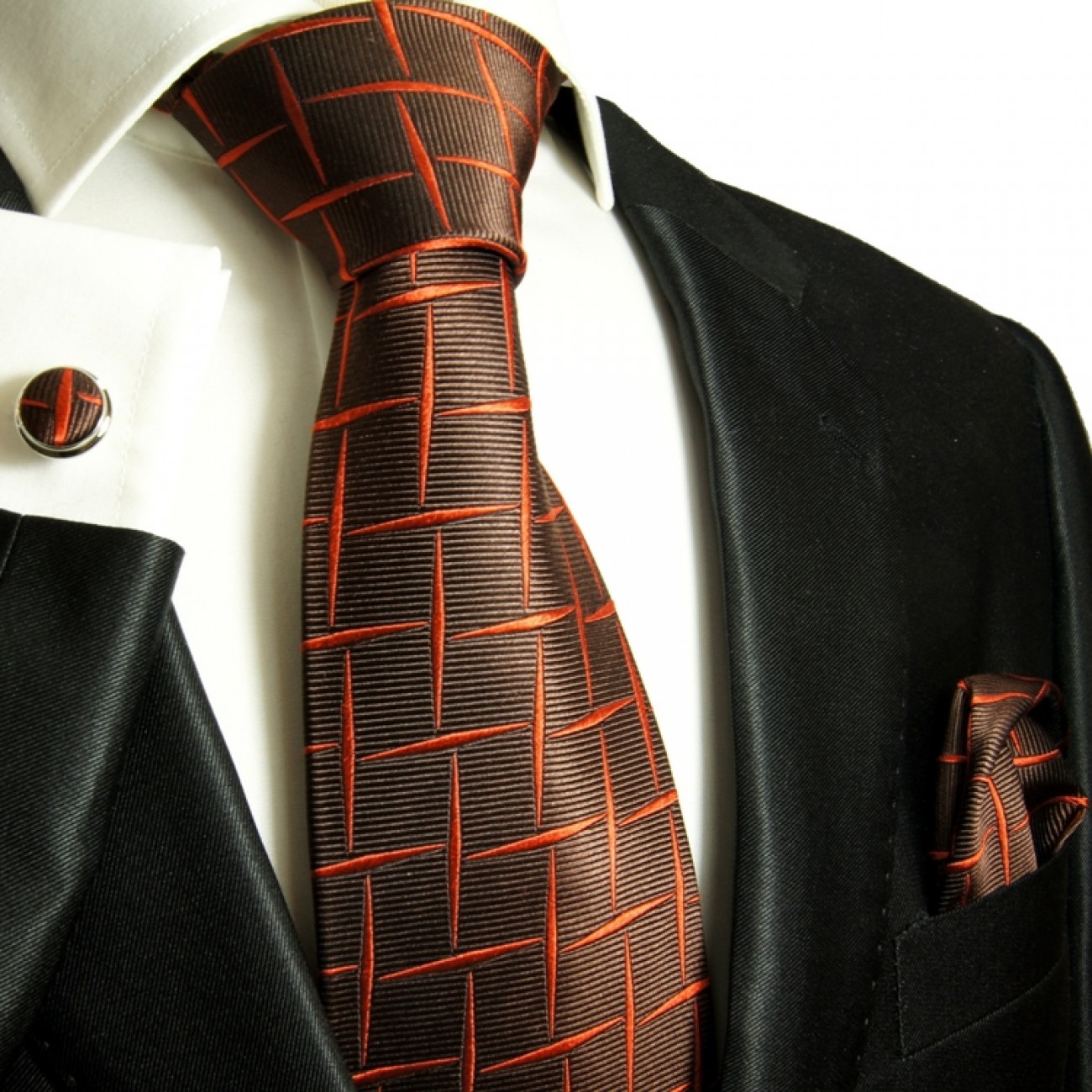 red brown necktie set 3pcs