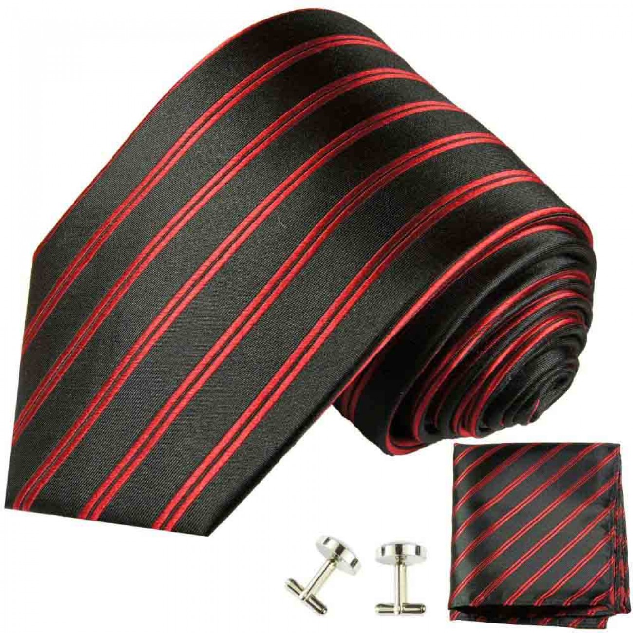 red mens tie striped necktie - silk tie and pocket square and cufflinks
