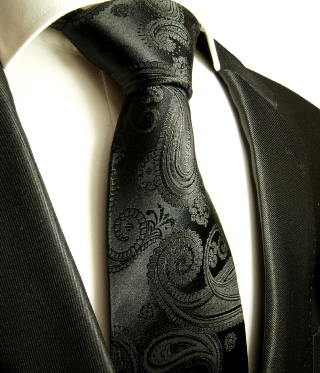Black tie necktie solid paisley 815 - ORDER NOW - Paul Malone Shop