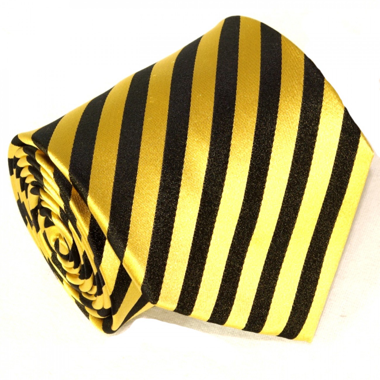 gold black mens tie striped necktie - silk tie and pocket square and cufflinks