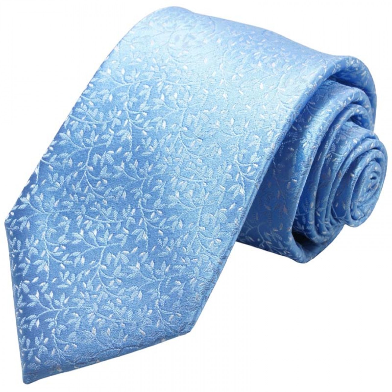 Herren Krawatte hellblau weiß geblümt