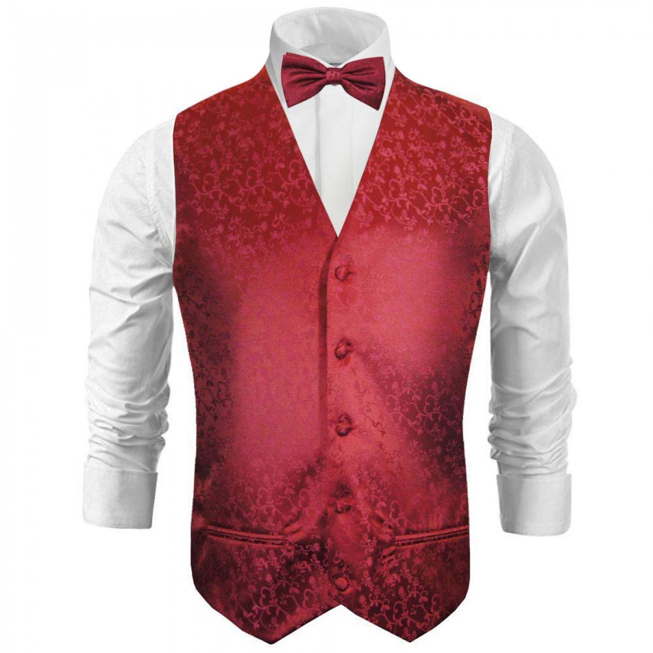 tuxedo vest burgundy red maroon wedding waistcoat and bow tie